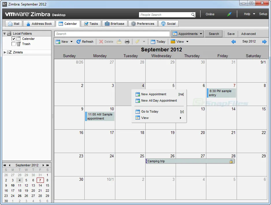 Zimbra Desktop Screenshot 2