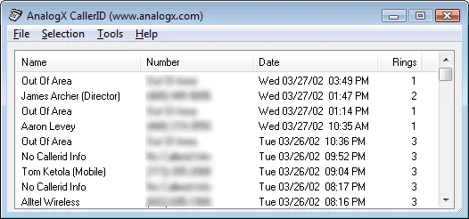 AnalogX CallerID Screenshot 1