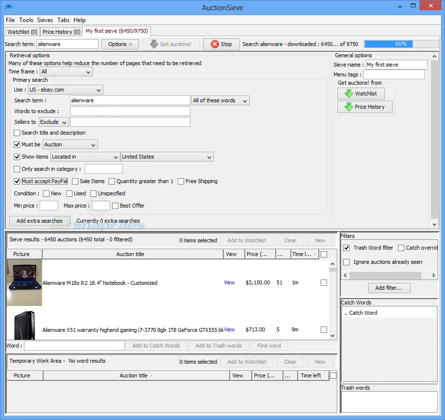 AuctionSieve Screenshot 2