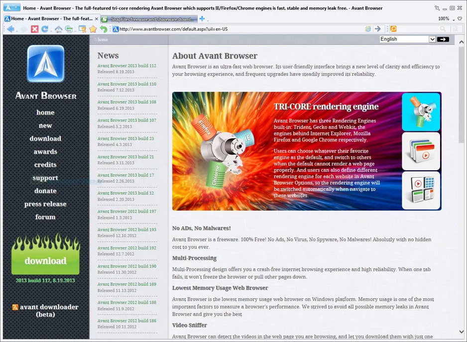 Avant Browser Screenshot 1