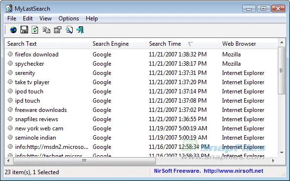 MyLastSearch Screenshot 1