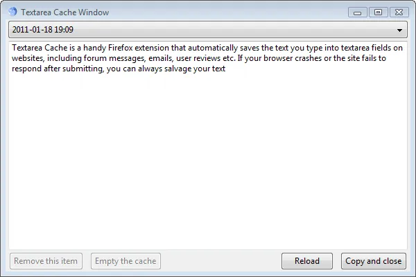 Textarea Cache Screenshot 1