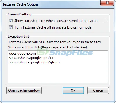 Textarea Cache Screenshot 2