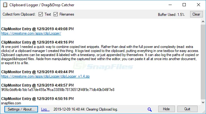clipLogger Screenshot 1
