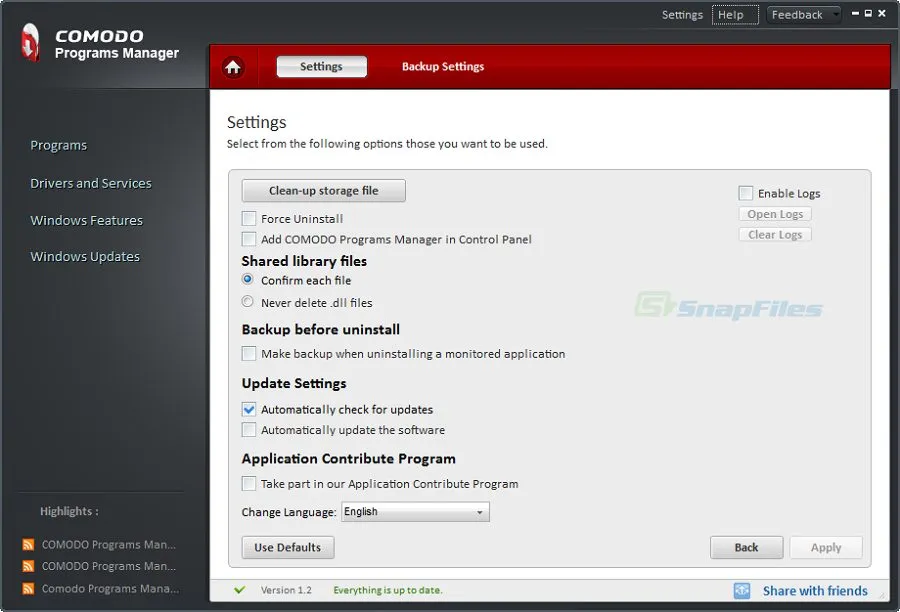 Comodo Programs Manager Screenshot 2