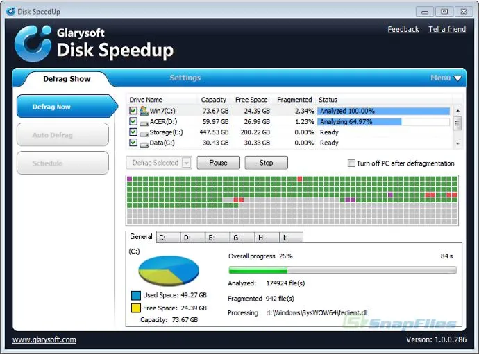 Glarysoft Disk SpeedUp Screenshot 1