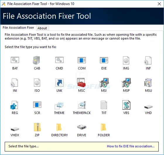 File Association Fixer Tool Screenshot 1