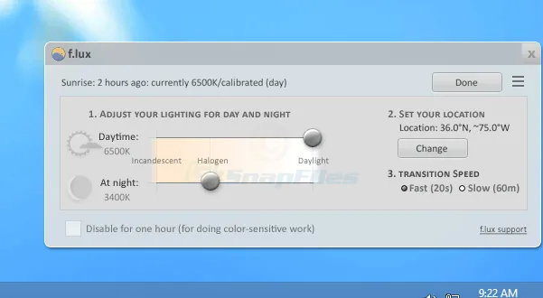 F.lux Screenshot 2