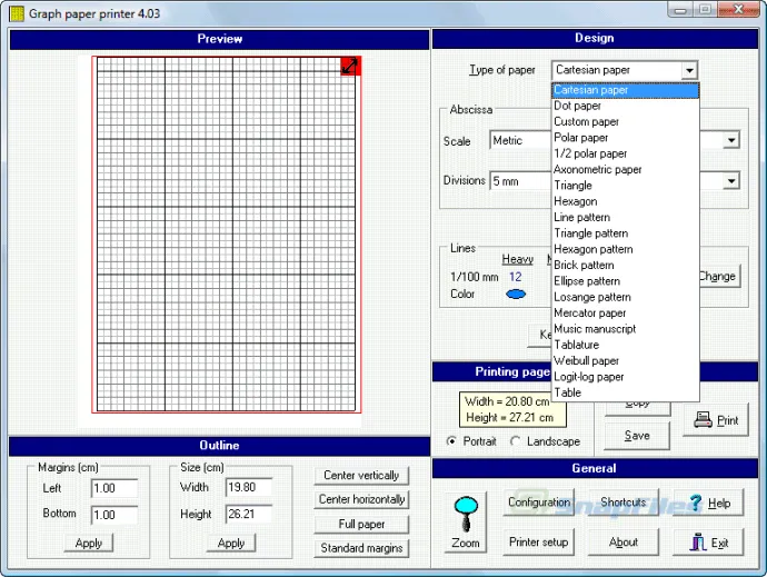 Graph Paper Printer Screenshot 1