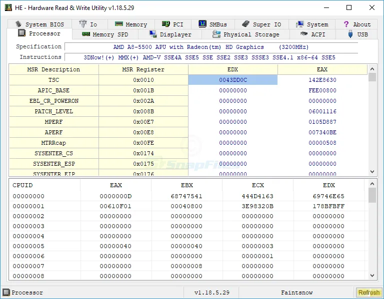 HE - Hardware Read and Write Utility Screenshot 1