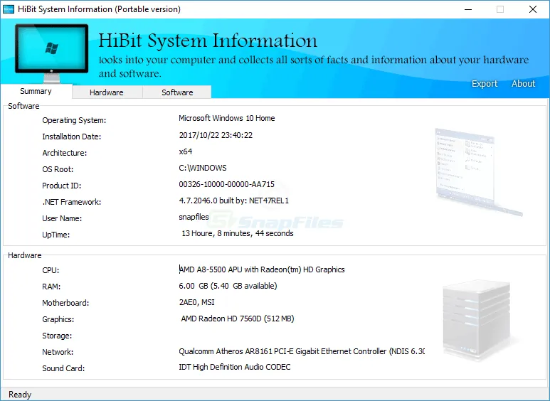 HiBit System Information Screenshot 1