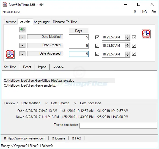 NewFileTime Screenshot 2