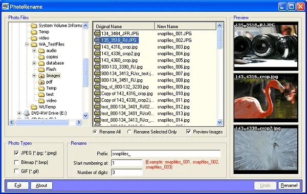 Pennock`s Photo Renamer Screenshot 1