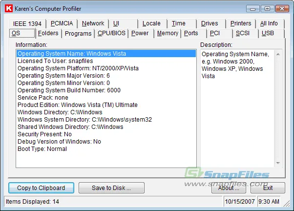 Karens Computer Profiler Screenshot 1