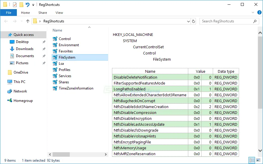 Registry Shortcuts Screenshot 2