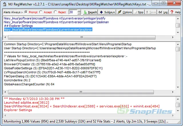 MJ Registry Watcher Screenshot 1
