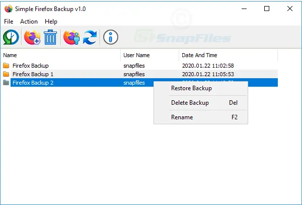 Simple Firefox Backup Screenshot 1