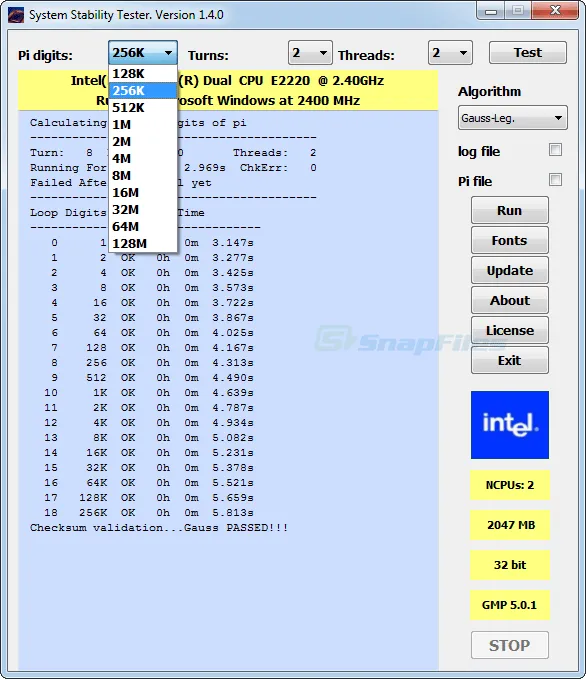 System Stability Tester Screenshot 2