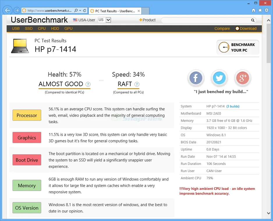 UserBenchmark Screenshot 1