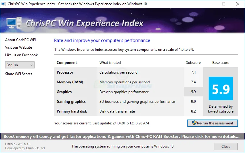 ChrisPC Win Experience Index Screenshot 1