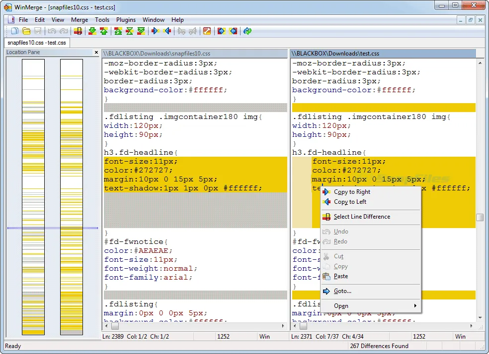 WinMerge Screenshot 1